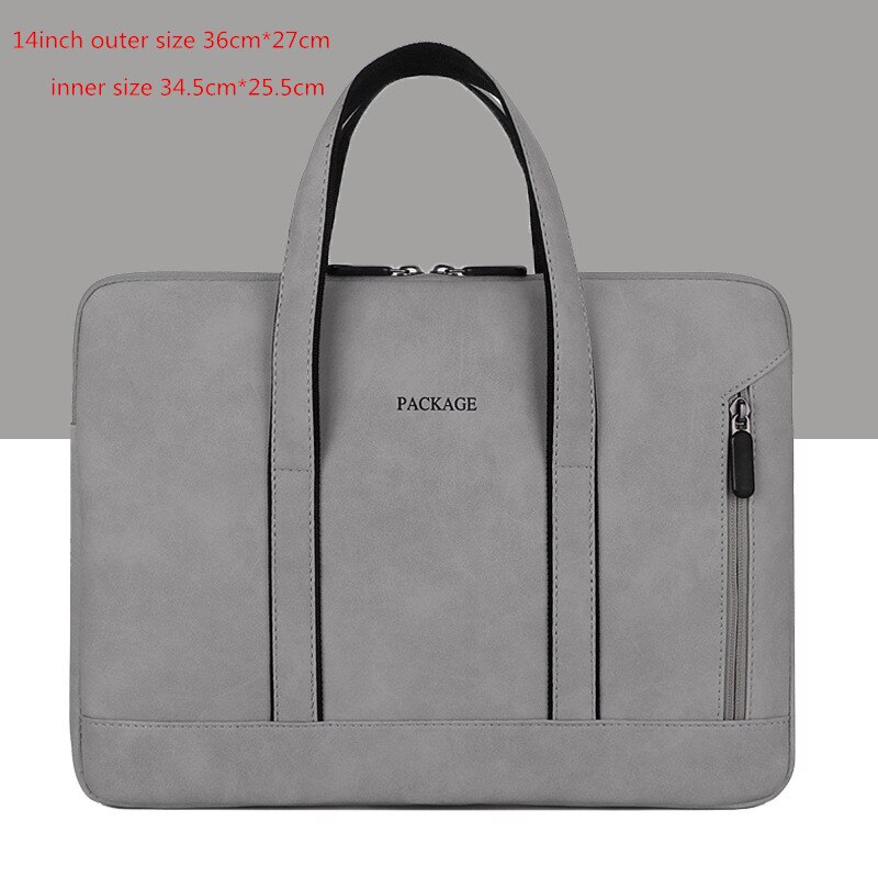 Portable Shockproof Laptop Briefcases PU Liner Bag Men's Women's Tote Cell Phone Document Storage Office Travel Business Pouch: Light gray M