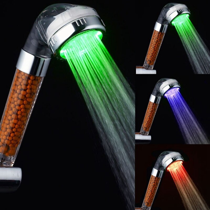 LED Shower Head Sprinkler Negative Ions Temperatur... Grandado