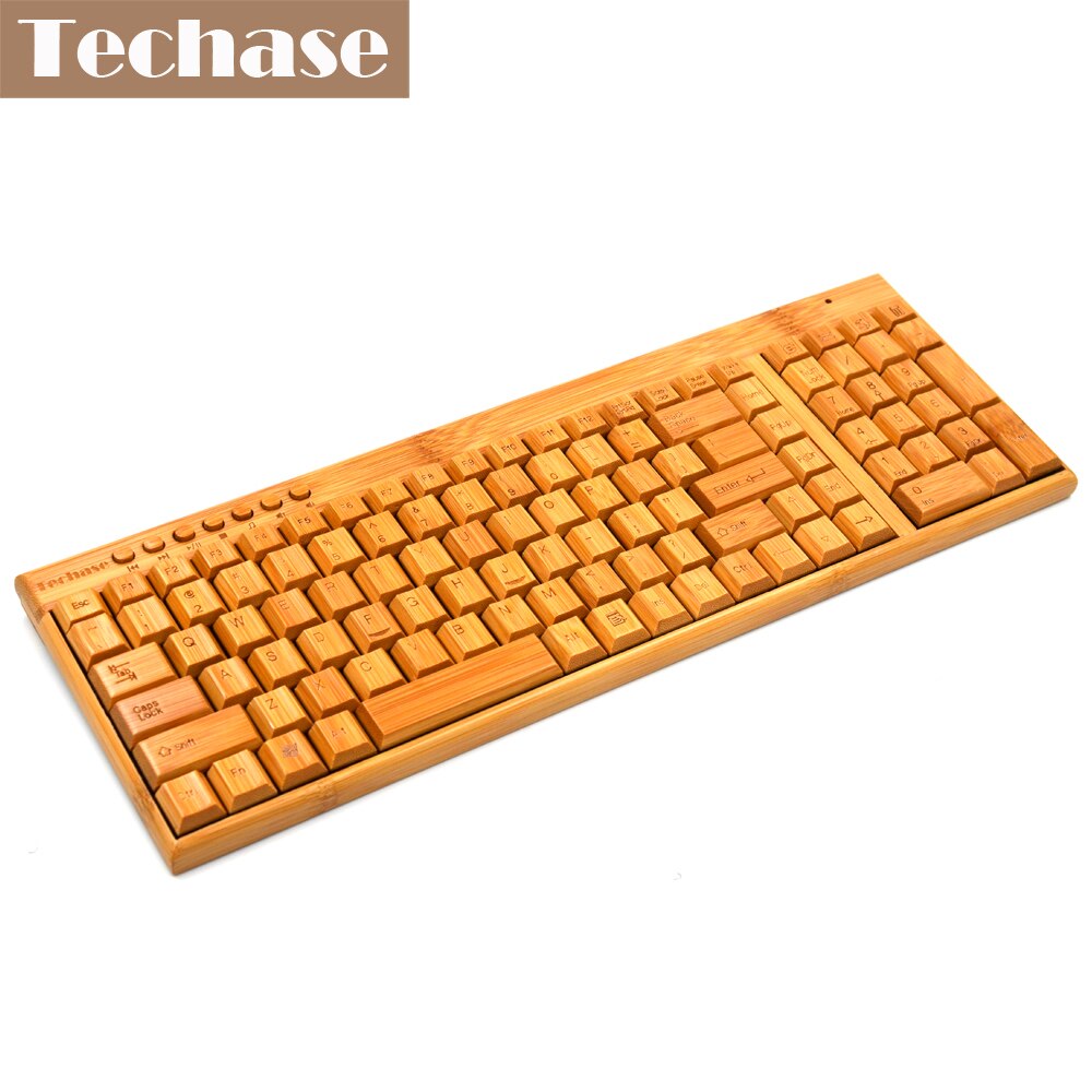 Techase Wooden Slim Teclado E Mouse Sem Fio Wireless Keyboard and Mouse Bamboo Mini Keyboard and Mouse Combo For Laptop