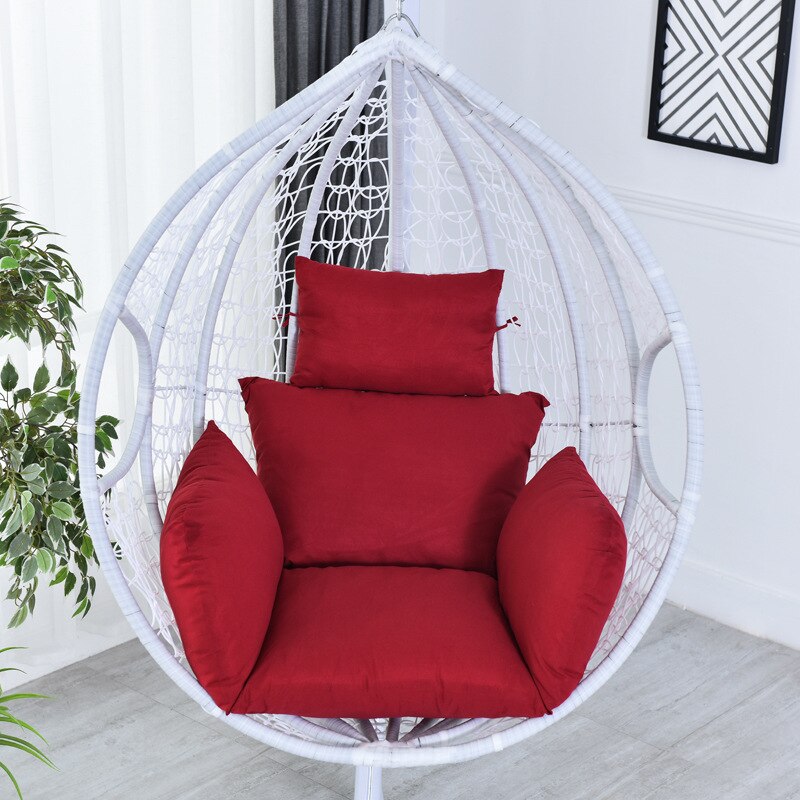 9 Colors Hanging Egg Hammock Chair Cushion Swing Seat Cushion Thick Nest Hanging Chair Back with Pillow: Wine red