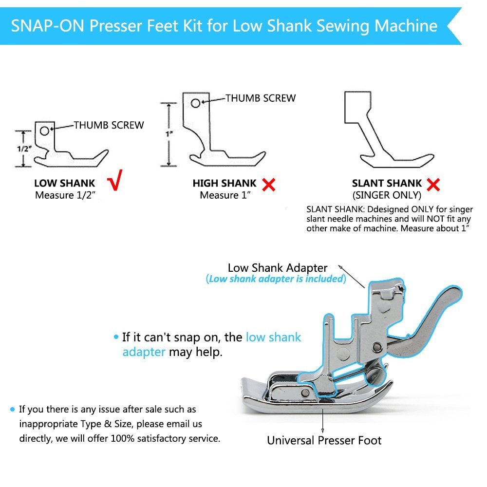 1/4" Quarter Inch Quilting Presser Foot With For Singer Brother and more Domestic Low Shank Sewing Machine