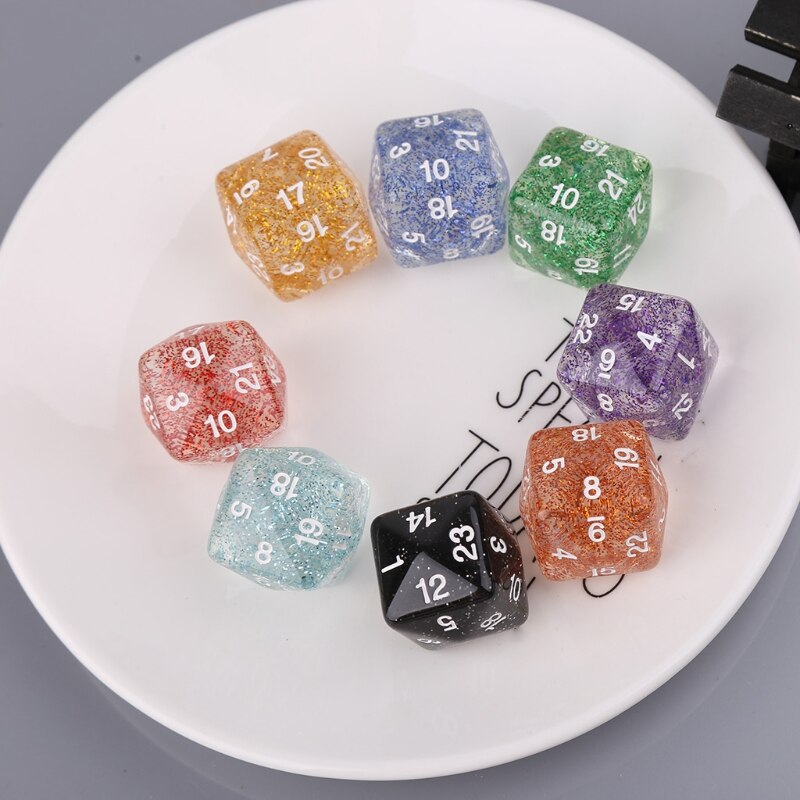 2pcs 24 Sided Transparent Resin Digital Dice RPG Game Dices