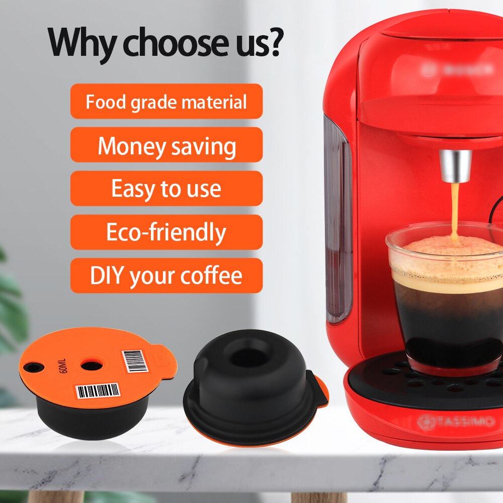 Produce Refillable Coffee Capsules Eco-Friendly Compatible With Bosch-1 Machine Tassimo-0 Coffee Pod Crema Maker