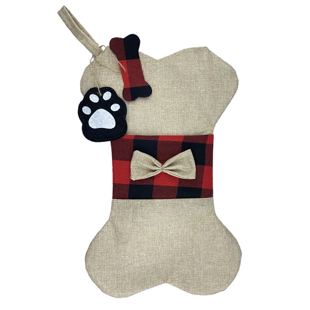 Kerst Kinderspeelgoed Kerstcadeau Tas Plaid Patroon Bone Vormige Kerstsok Decoratie: B