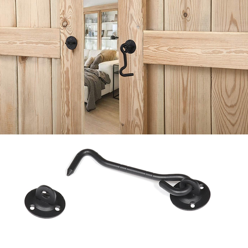 4 Stuks Zwart 4 Inch Deurklinken Klink Schuifdeuren Schuur Deur Lock Hek Poort Vergrendelingen Voor Binnendeur Kast sluiter