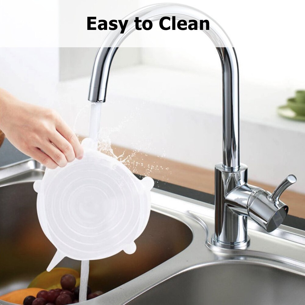 6pcs Silicone Stretch Lid Reusable Stretch Lids Fit Round Square Bowls Seal Vacuum Stretch Lid Wrap Organization Dishwasher Safe