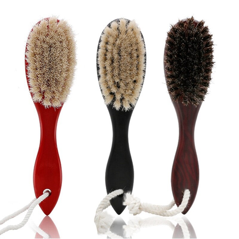 Natuurlijke Zachte Geit Haren Haar Vegen Borstel Baard Kam Ovale Houten Handvat Kapper Stof Borstel Voor Gebroken Haar Schoonmaken Tool