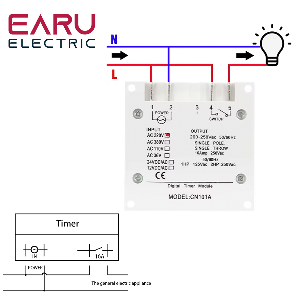 Timer 220V 110V 24V 12V CN101A Digital LCD Power Timer Programmierbare Zeitschaltuhr Relais 16A CN101