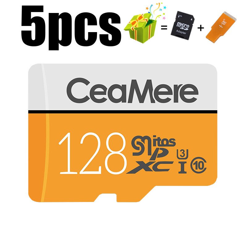 CeaMere tarjeta Micro SD 256GB/128GB/32GB UHS-3 64GB/16GB/8GB Clase 10 UHS-1 tarjeta de memoria Flash de 4GB de memoria Microsd gratis Tarjeta de lector