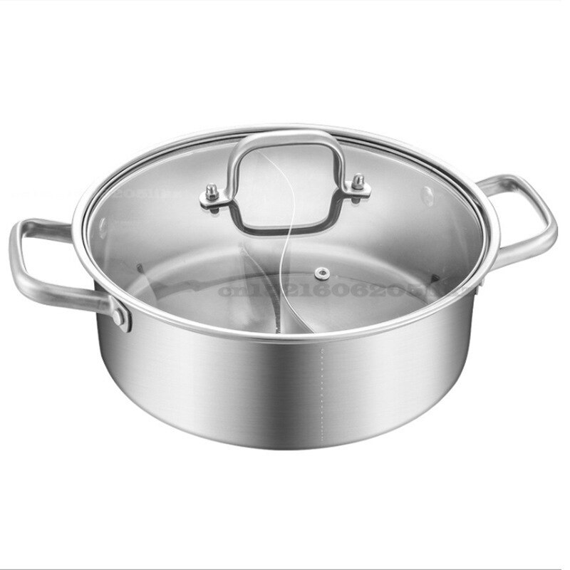 Two-flavor Pot 304 Stainless Steel Double Bottom Pot Household Broth Thickened Induction Cooker Pots with Cover