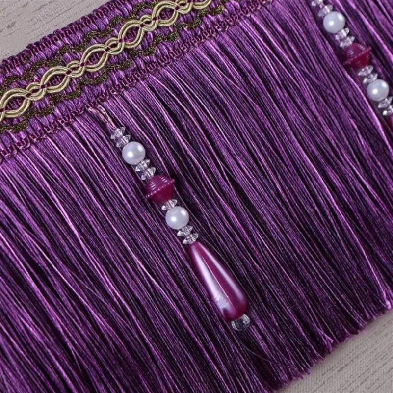 Cinta de tela para tapicería de boda, adorno de flecos, borlas, cuentas exquisitas de lujo