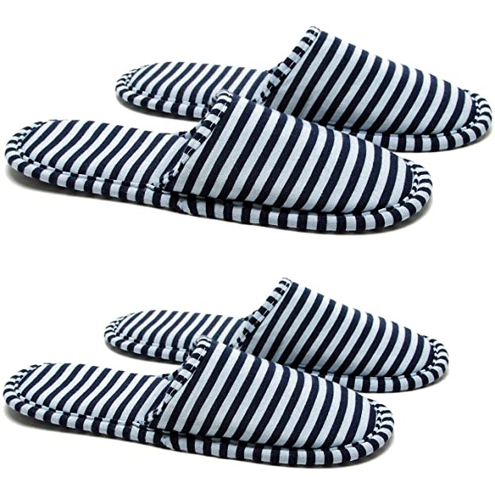 2 Pairs Foldable Travel Slippers with Storage Bag, Woman & Man Home/Travel/Hotel/Guest/Spa Slippers Anti-Slip, Non-Disposable