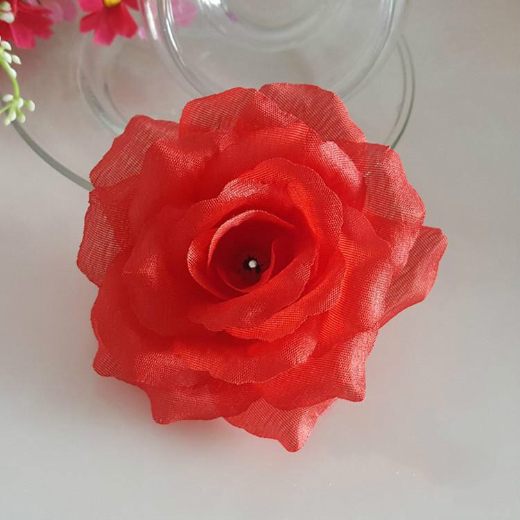 Fleur artificielle de 10cm 1 pièce | Fleur noire en soie toucher réel, tête de fleur, décoration bricolage pour fête de mariage familiale: red