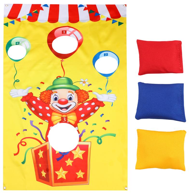 Halloween clown sandsäck spel flaggor kasta hängande flaggor roliga utomhus spel cirkus tillbehör med 3 st slumpmässig färg sandsäck: B