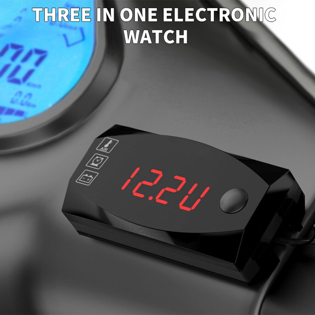 Electronic Watch Thermometer Three-in-one LED 12V Universal Large Screen Digital Display IP67 Waterproof Dust-proof Car Watch