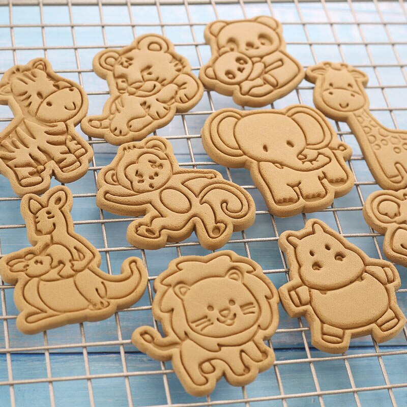 Molde para pastel de dibujos animados en 3D, molde para galletas, con prensa de sello, 4 Uds., cortador de galletas, utensilios para horneado y pastelería