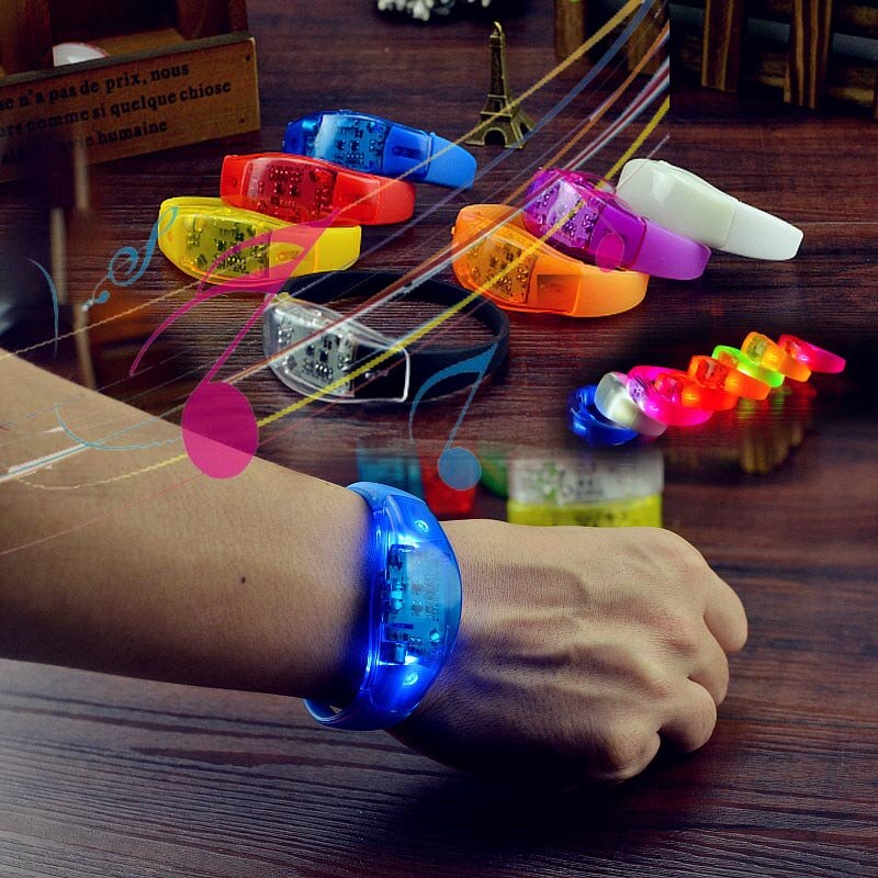 Newly Unisex Sound Controlled LED Light Up Bracelet Activated Glow Flash Silicone Bangle For Festival Party FIF66