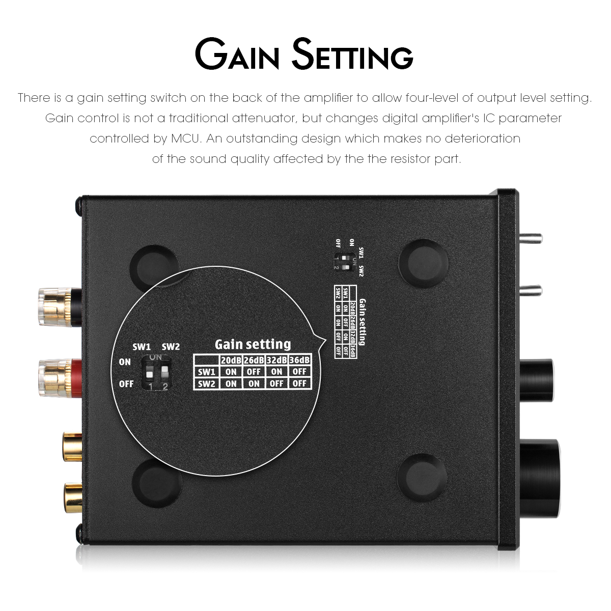 Douk Audio G2 Mini Mono Channel Subwoofer Full-Frequency HiFi 100W Digital Amplifier Desktop Stereo Audio Amp