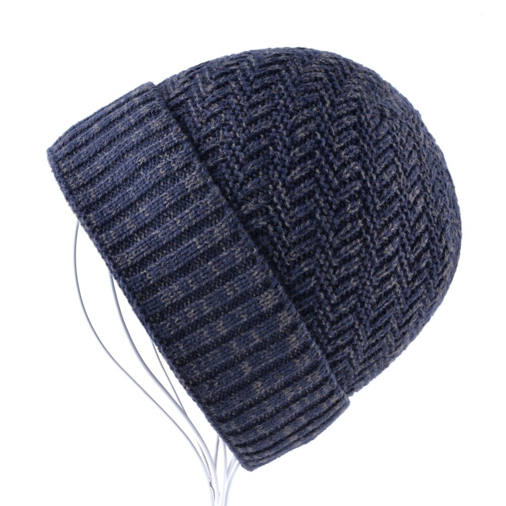Men's Knitted Wool Skullies Winter Knitting Beanies Hat For Men Double Layer Warm Bonnet Caps Boy Thick Skis Bone Touca Inverno