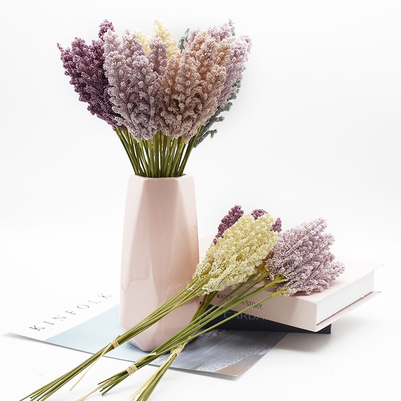 6 pieces lavender artificial flowers home decor wedding decorations christmas scrapbooking diy dining table vases for decoration