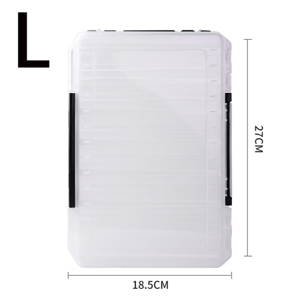 Plastic Fishing Lure Box Double Sided Minnow Bait Lures Boxes Container Fishing Tackle Accessories Storage Box: L white