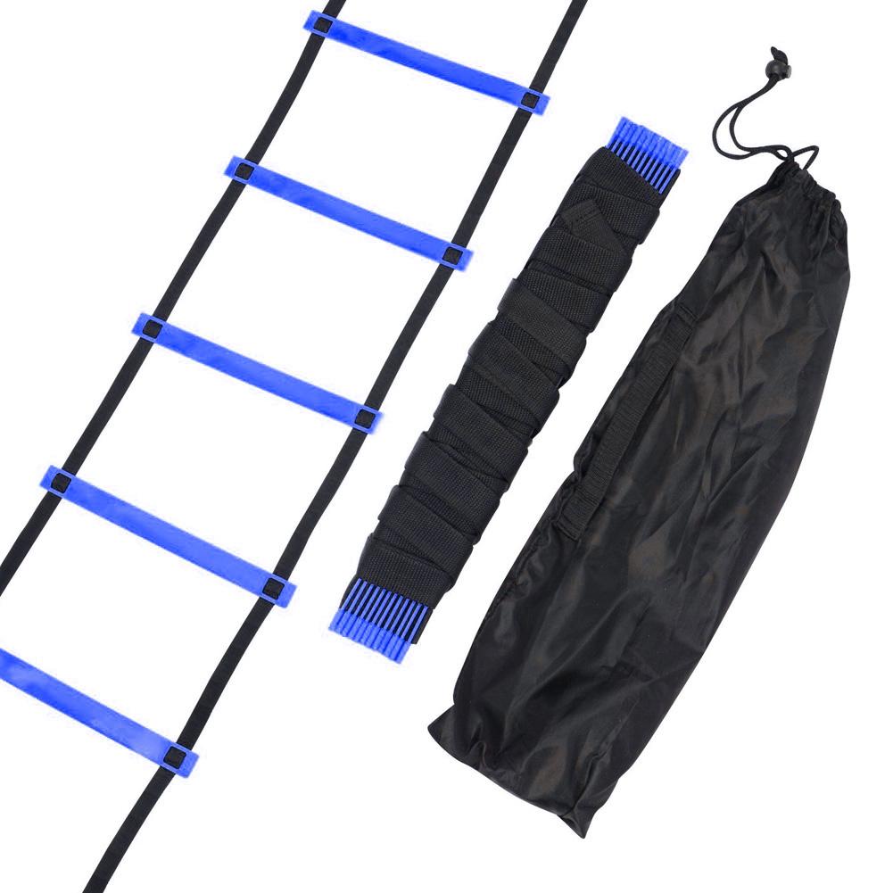 Verstelbare Footwork Voetbal Fitness Speed Rungs Agility Ladder Trainingsapparatuur Kit Met Weerstand Parachute Disc: 6M12 Rung-Blue