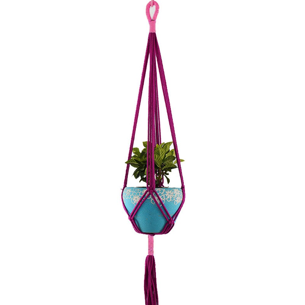 Decoratieve plantenhanger macramé plantenhanger voor buiten, hangende plantenmand van katoentouw met 4 poten: C
