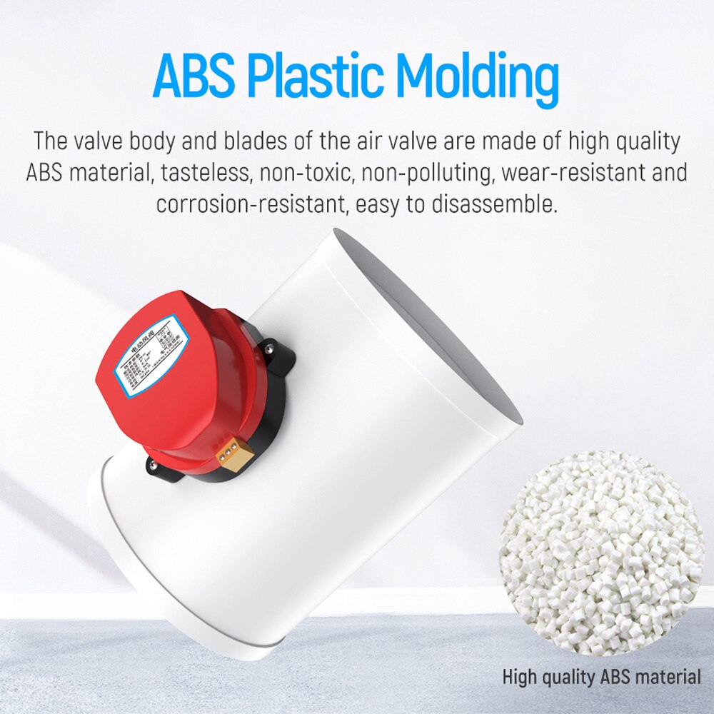 YCTX HVAC ABS plastic motorized air valve electric damper valve duct solenoid check valve for pipe ventilation 220V 12V 24V