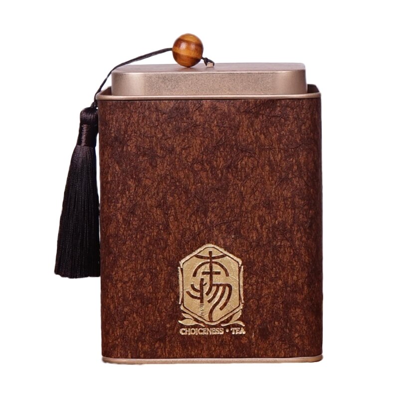 Metal Tinplate Box Square Tea Container Jar with Tassel Lid Green Tea Storage Box for Coffee Herb Candy Sugar Spices: Coffee