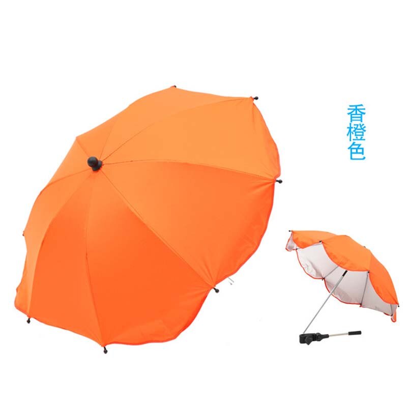 Deaf child stroller umbrella free bending baby stroller umbrella parasol fixture child umbrella UV protection: Orange