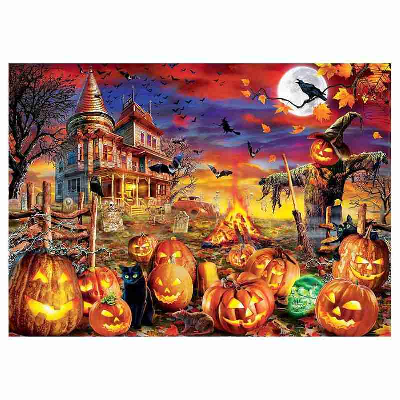 1000 Rechthoekige Stukken Legpuzzels Educatief Speelgoed Landschap Halloween Montage Educatief Puzzel Speelgoed Voor Kerst Cadeau