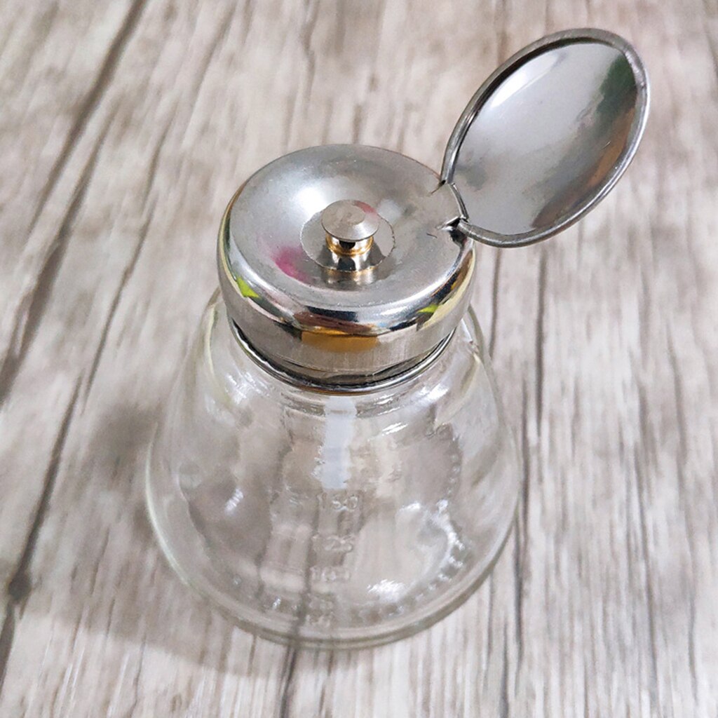 Dispensador vacío de esmalte de uñas, botella de vidrio de bombeo, acetona líquida, contenedor a prueba de derrames, 150ml