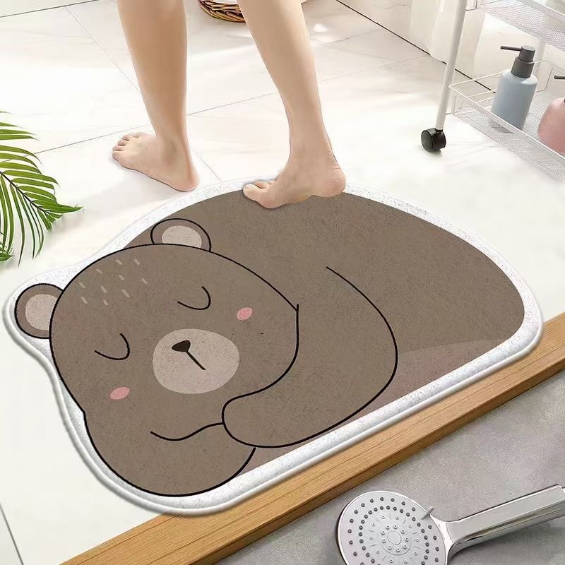 Panda Cartoon Hond Patroon Zachte Kussen Badmat Quick Dry Super Absorberende Non-Slip Badkamer Tapijt Diatomeeën Modder Tapijten waterdicht