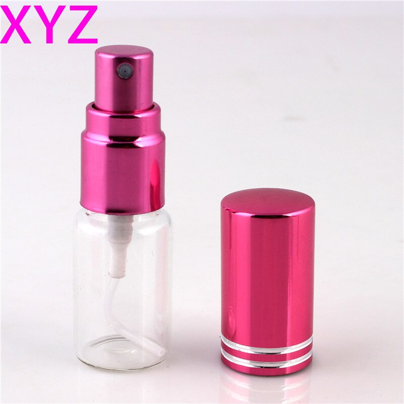 XYZ-Mini flacon de parfum Portable vide en verre avec atomiseur contenant pour cosmétiques de voyage, 5 pièces, 5 ML ou 10 ML: 5ML / Rose