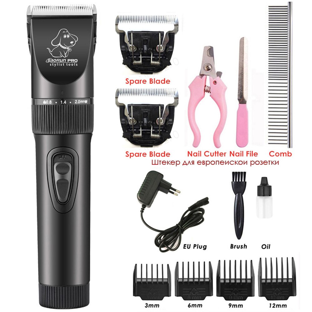 BaoRun Professinal Electric Pet Clipper Dog Hair Clippers Grooming Machine For Dogs Cat Cordless Trimmer Shaver Pets Haircut Kit: Add B2 Tool Set