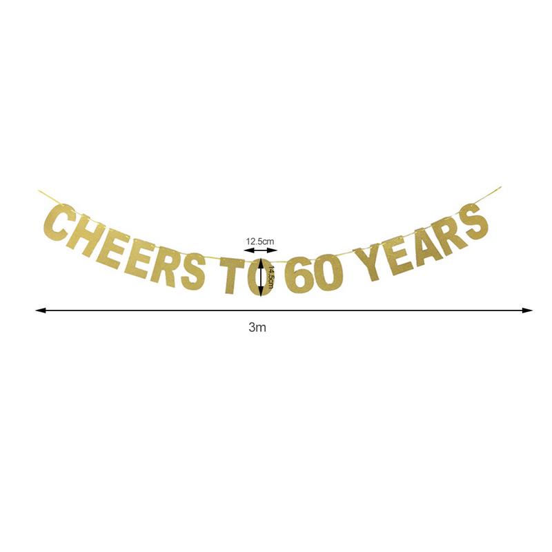 Gold Glitter Banner "cheers to 10/20/30/40/50/60/70/80/90 years" Garland Birthday Wedding Anniversary Party Celebration Supplies