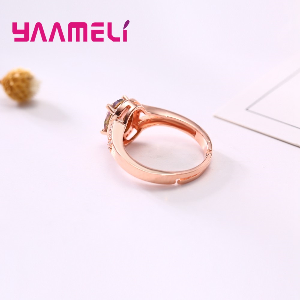 8 disegni in argento Sterling 925 apertura regolare anello per fedi nuziali per uomo donna chiaro/arcobaleno mistico zircone cubico accessori per feste