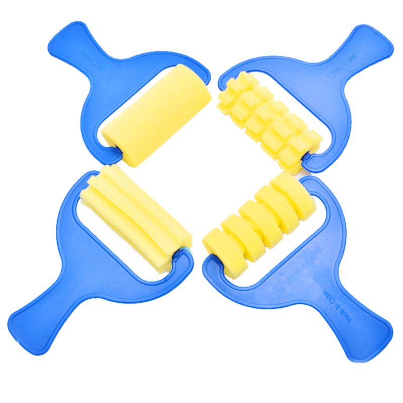 Juego de 12 Uds de esponja para niños, cepillo de esponja, herramientas de espuma para pintar con mango, herramientas para pintar Grafiti de manualidades niños pequeños