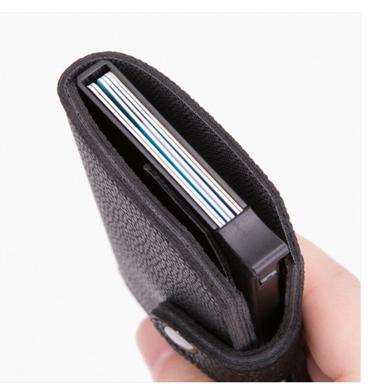 Zovyvol Rfid Blocking Card Portemonnee Mode Credit Card Houder Carbon Fiber Kaarthouder Aluminium Slanke Korte Kaarthouder