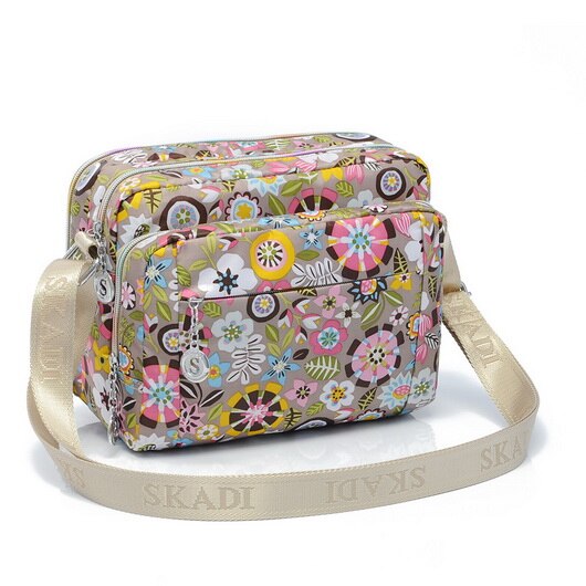 nylon casual 10 pocket super women's messenger bag small handbag: Flowers and herbs