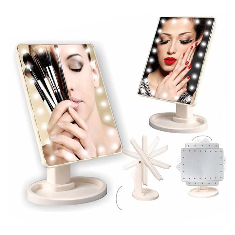 Make-Up Spiegel Cosmetische Draagbare Compacte Pocket Spiegel Met 16 Led Verlichting