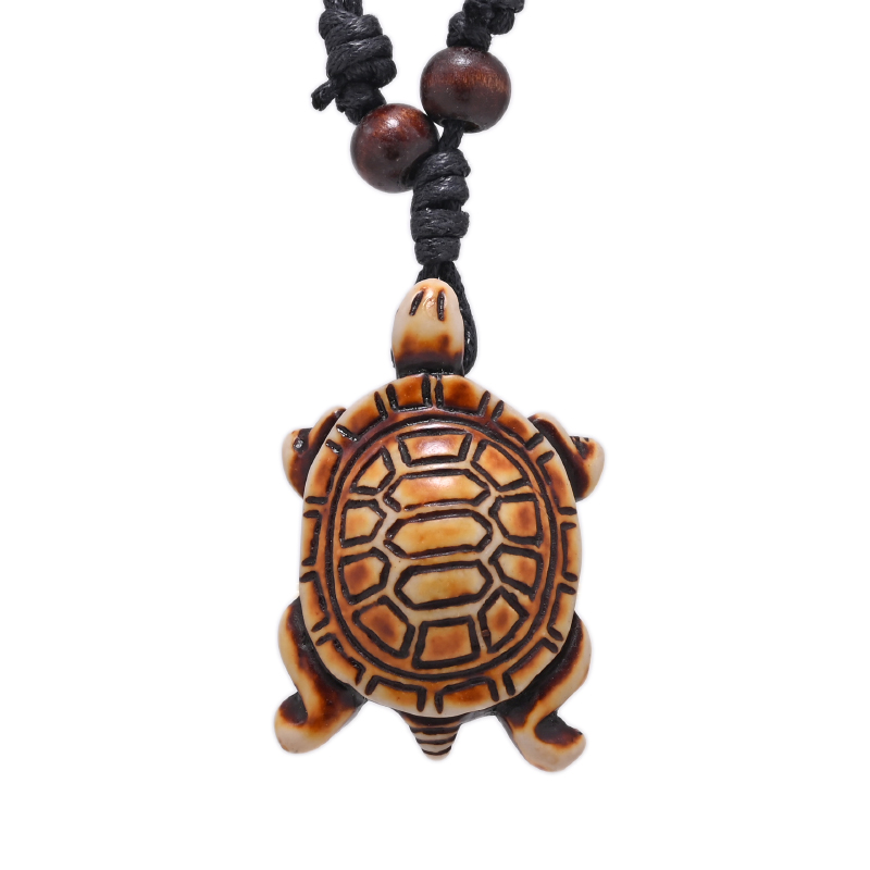 Collana da surfista Ciondolo tartaruga marina Uomo Girocollo inca Gioielli Stile nautico Imitazione yak osso Collane Amuleto Cavo di cera regolabile