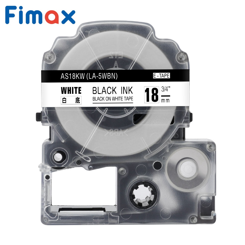Fimax 1 pakke  ss18kw st18kw lc -5 tbn lc -5 wbn 18mm kompatibel til epson / king jim label maker cartridge label manager til lw -300