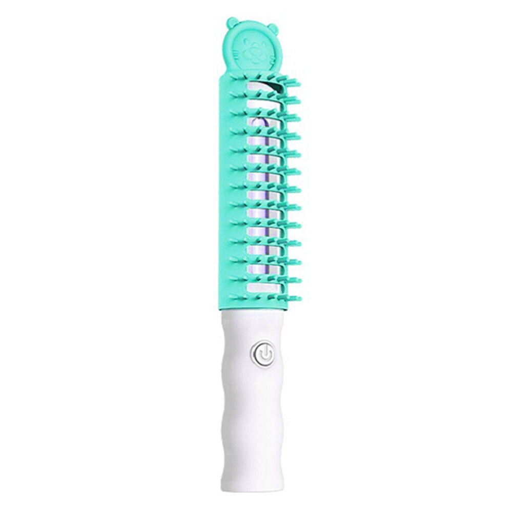Hand Held Pet Electric Massage Comb UV Disinfection Lamp Sterilization Kill Mites Removal Hair Brush Portable Dog Cat Grooming: Green