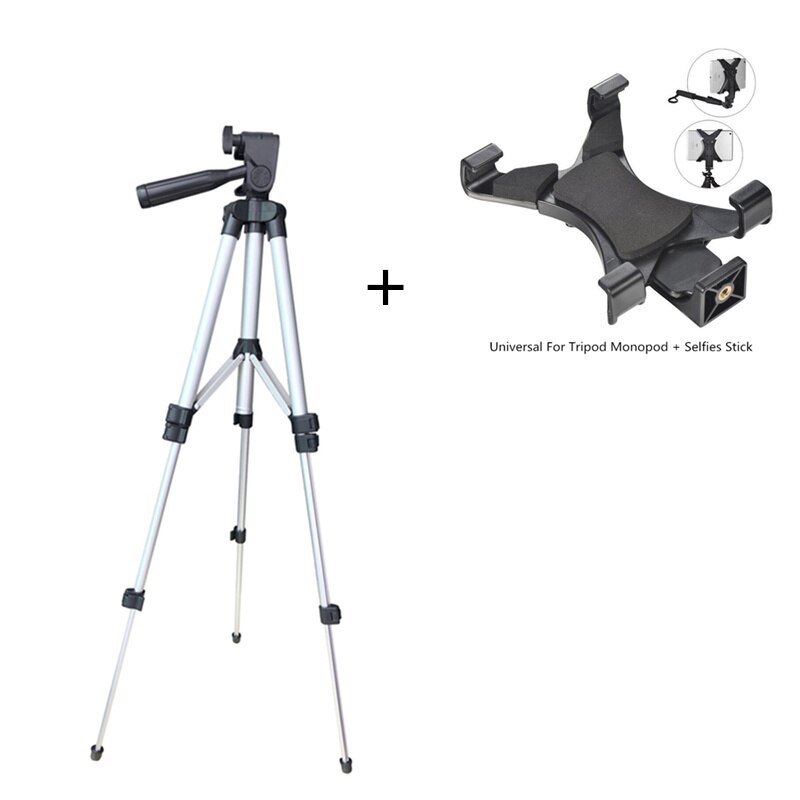 Topp fleksibel 4 seksjoner stativ kamera monopod stativ montering med klips for dv dv video opptakere ipad mobiltelefon holder: Sølv med klips