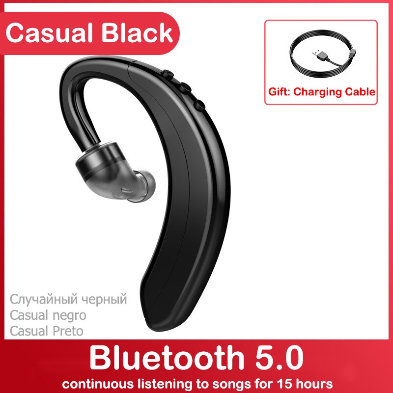 Draadloze Bluetooth Oortelefoon Business Lawaaibeheersing Headset Met Microfoon Sport Oorhaak Oortelefoon Voor Iphone 12 Samsung Xiaomi: black-guzhuan