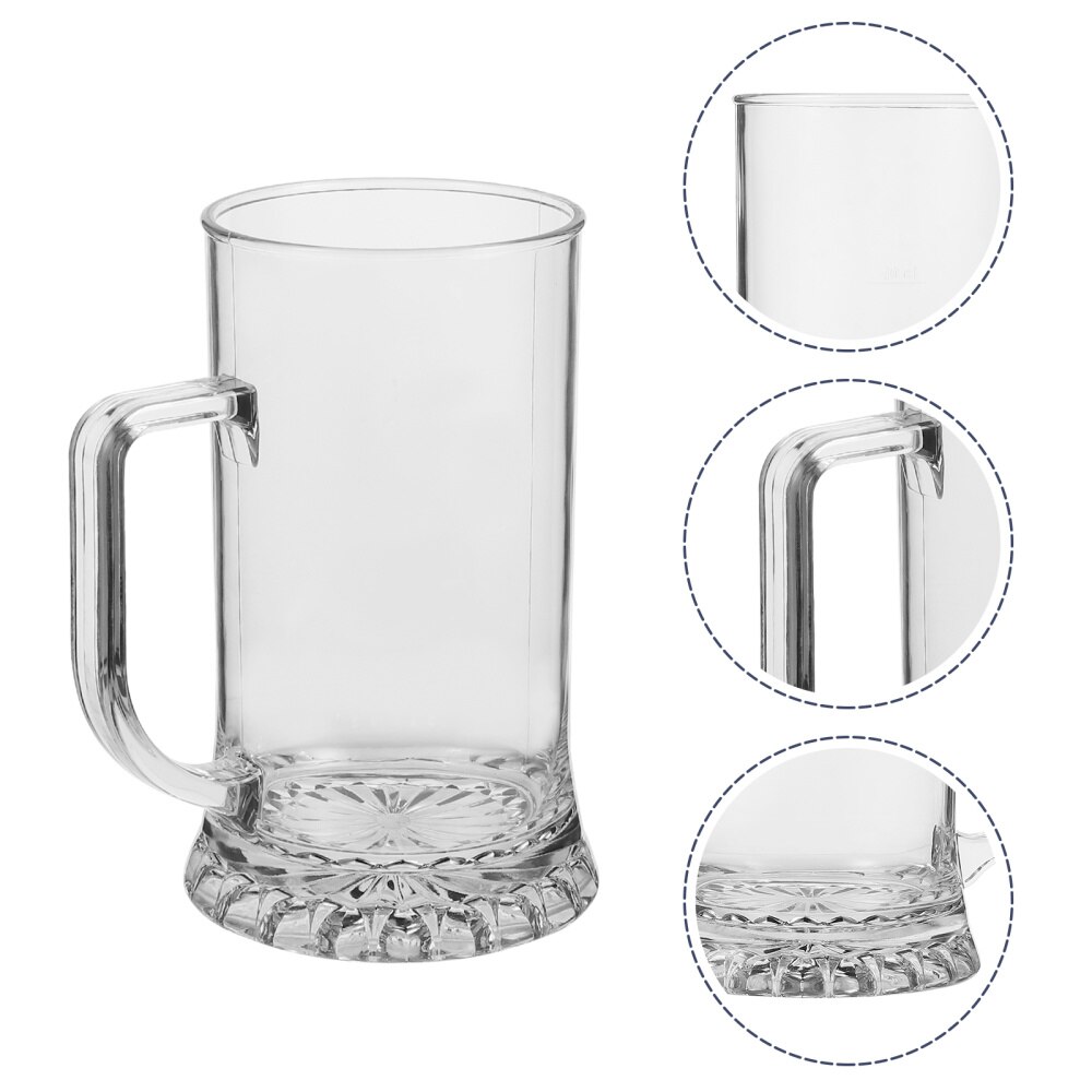 600ml Beer Mug 600ml Party Drinking Mug Acrylic Beer Glasses for Men Father Husband Bar Pint Glass with Handle: Transparent 04