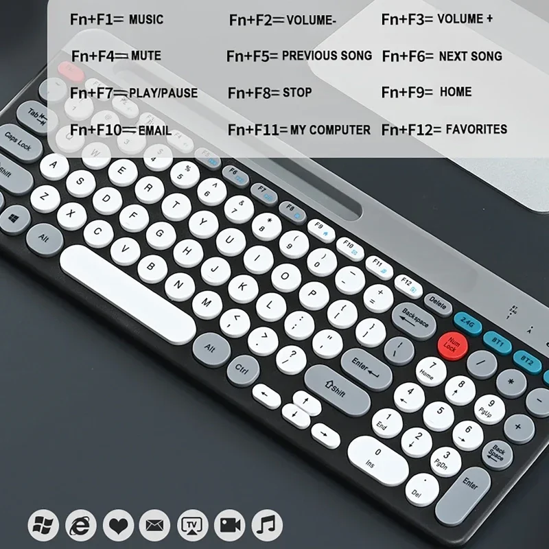2,4 G kabellose Tastatur-Maus-Kombination, tragbar, Bluetooth, bunte Tastatur, wiederaufladbar, leise, für Tablet, Laptop, Desktop-Computer