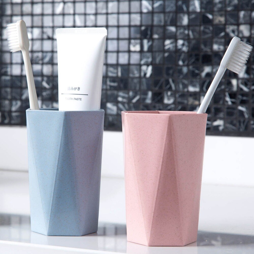 Rhombus badkamer beker nordic plastic beker badkamer tandenborstelhouder rietje beker gemakkelijk vast te pakken wassen drinken thuis badkamer