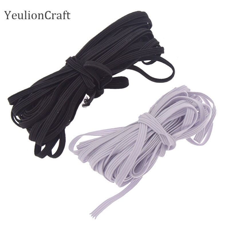 Chzimade 4mm White Black Elastic Bands 5/10/15/20/25/30/35/40/45/50Yards For Sewing Flat Rubber Elastic Cord Stretch String